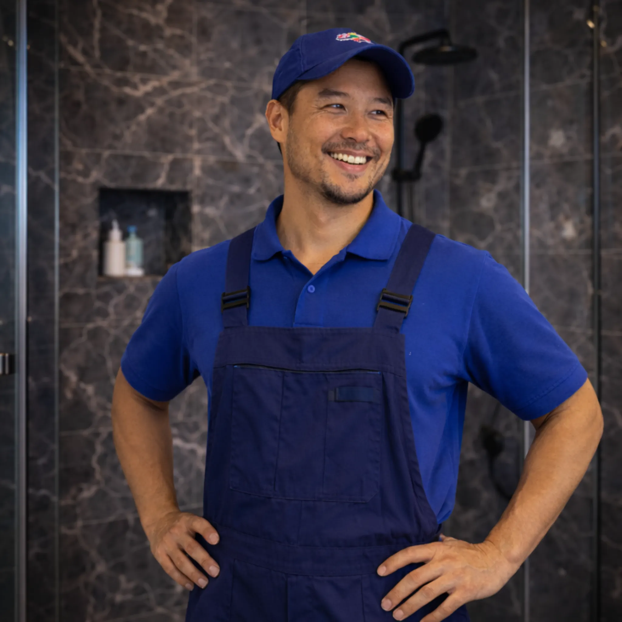 Applying fresh epoxy grout to reseal shower tile joints